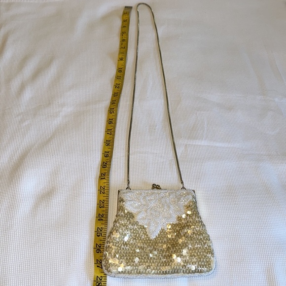 Woman’s Beaded with Sequins Evening Golden Bag - Picture 11 of 14
